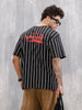 Striped Oversized Fit T-shirt With Puff Print | Black