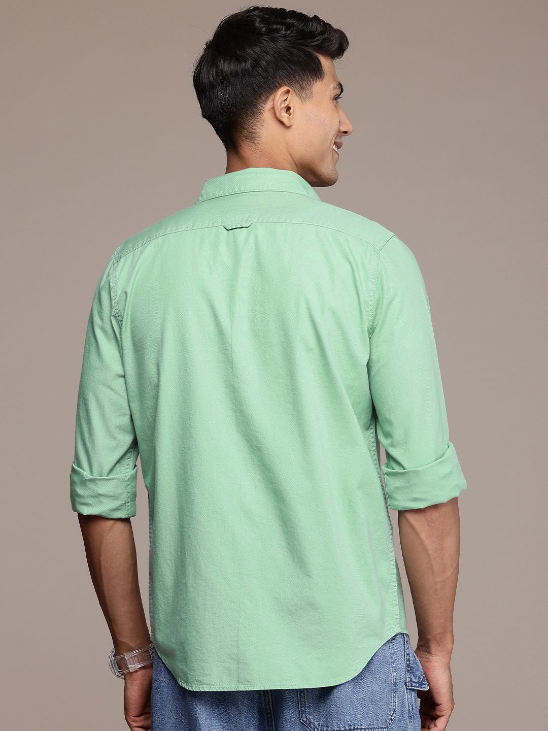 Light Green Placket Slim Fit Shirt