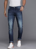 Faded Stretchable Navy Blue Jeans