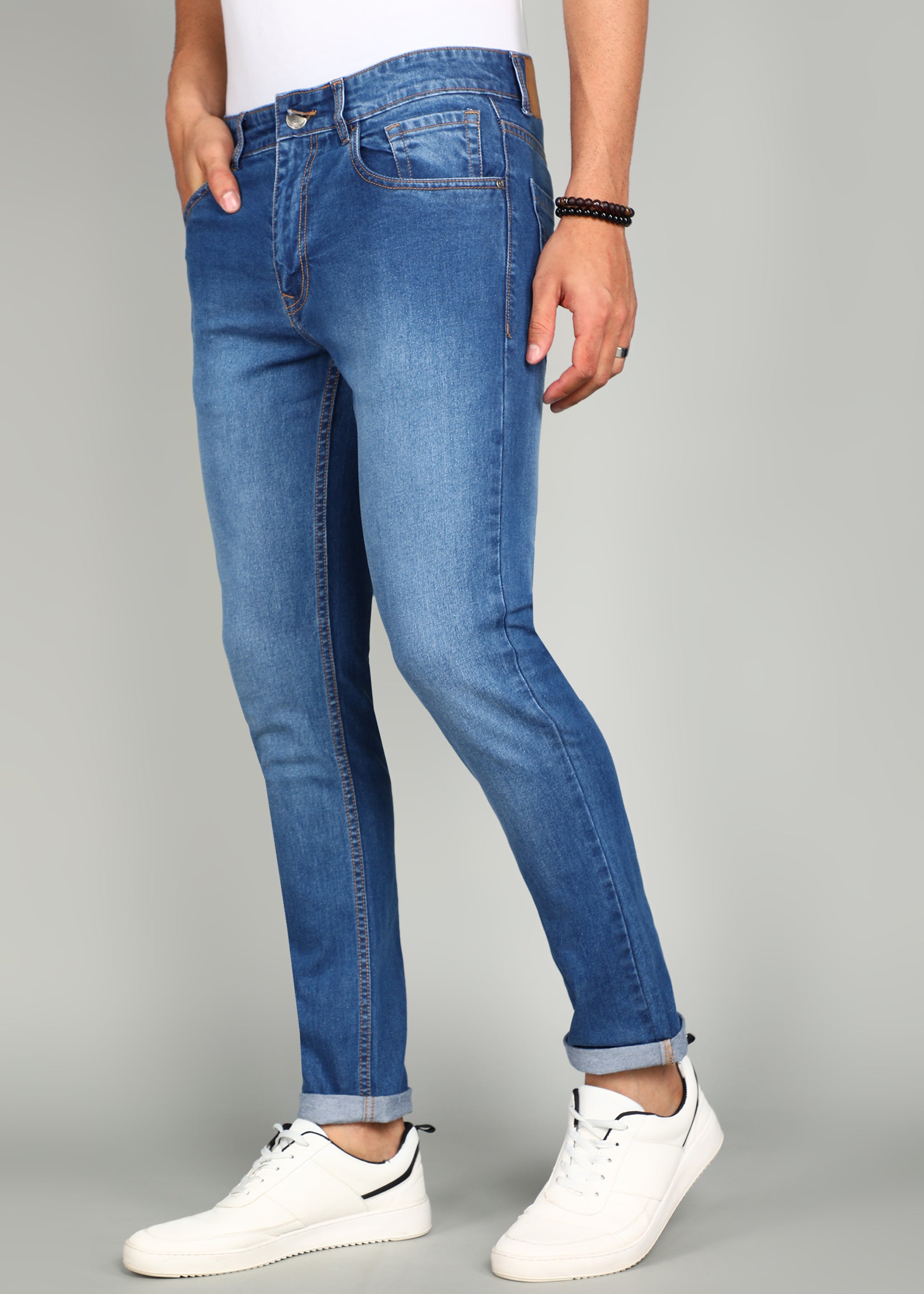 Classic Twill Blue Mid Rise Jeans