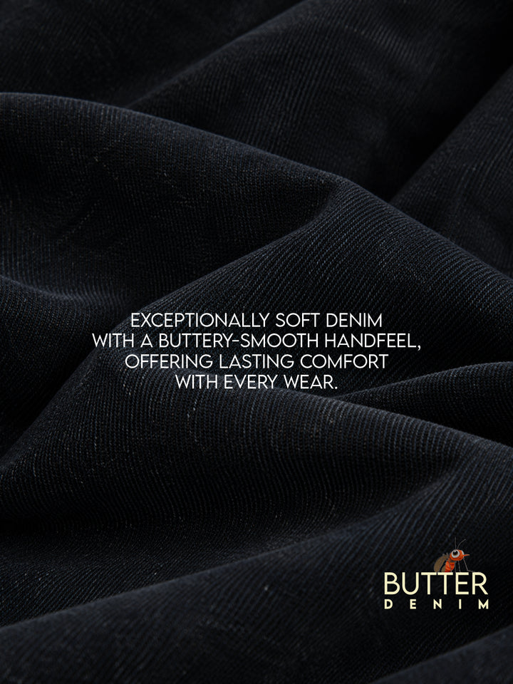 Washed Straight Fit Butter Denim Jeans | Dark Grey
