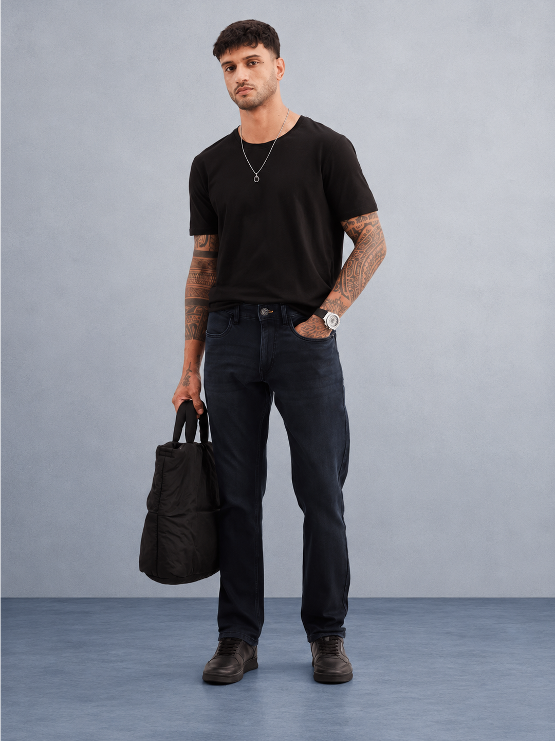 Washed Straight Fit Butter Denim Jeans | Dark Grey