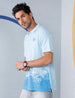 Blue Spray Painted Polo T-Shirt