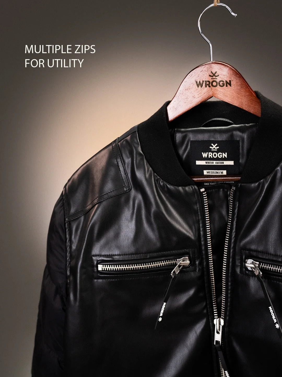 Men's Casual Slim Fit Biker Jacket | Black