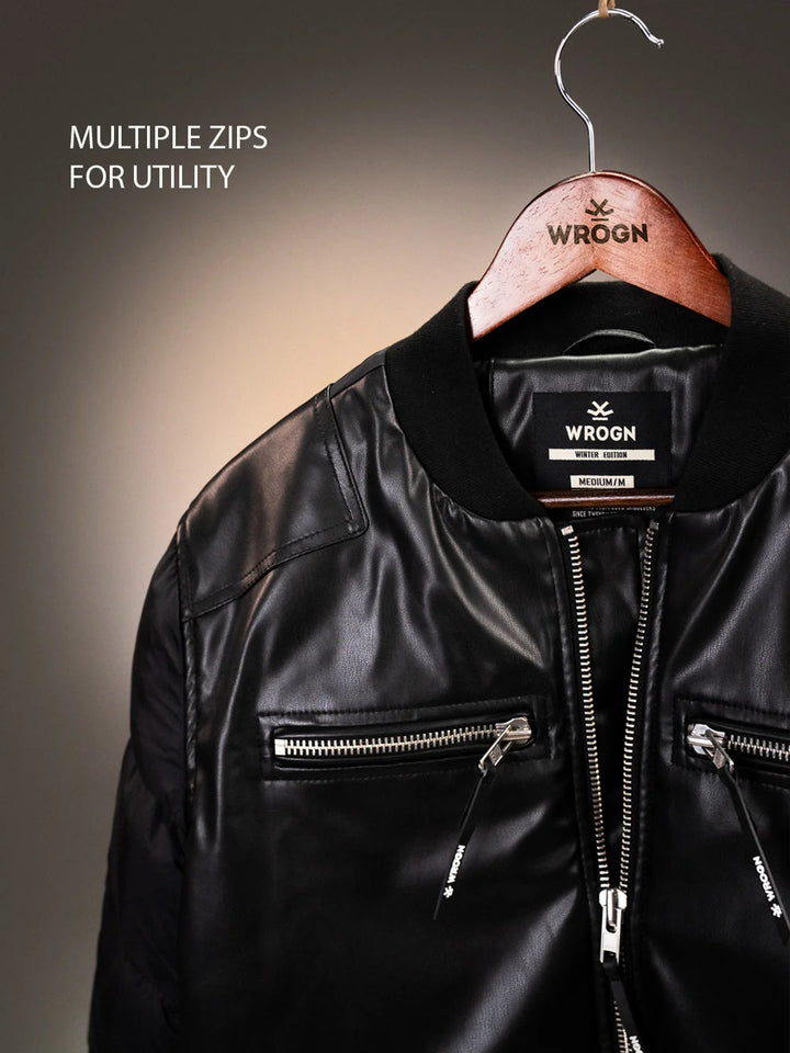 Men's Casual Slim Fit Biker Jacket | Black