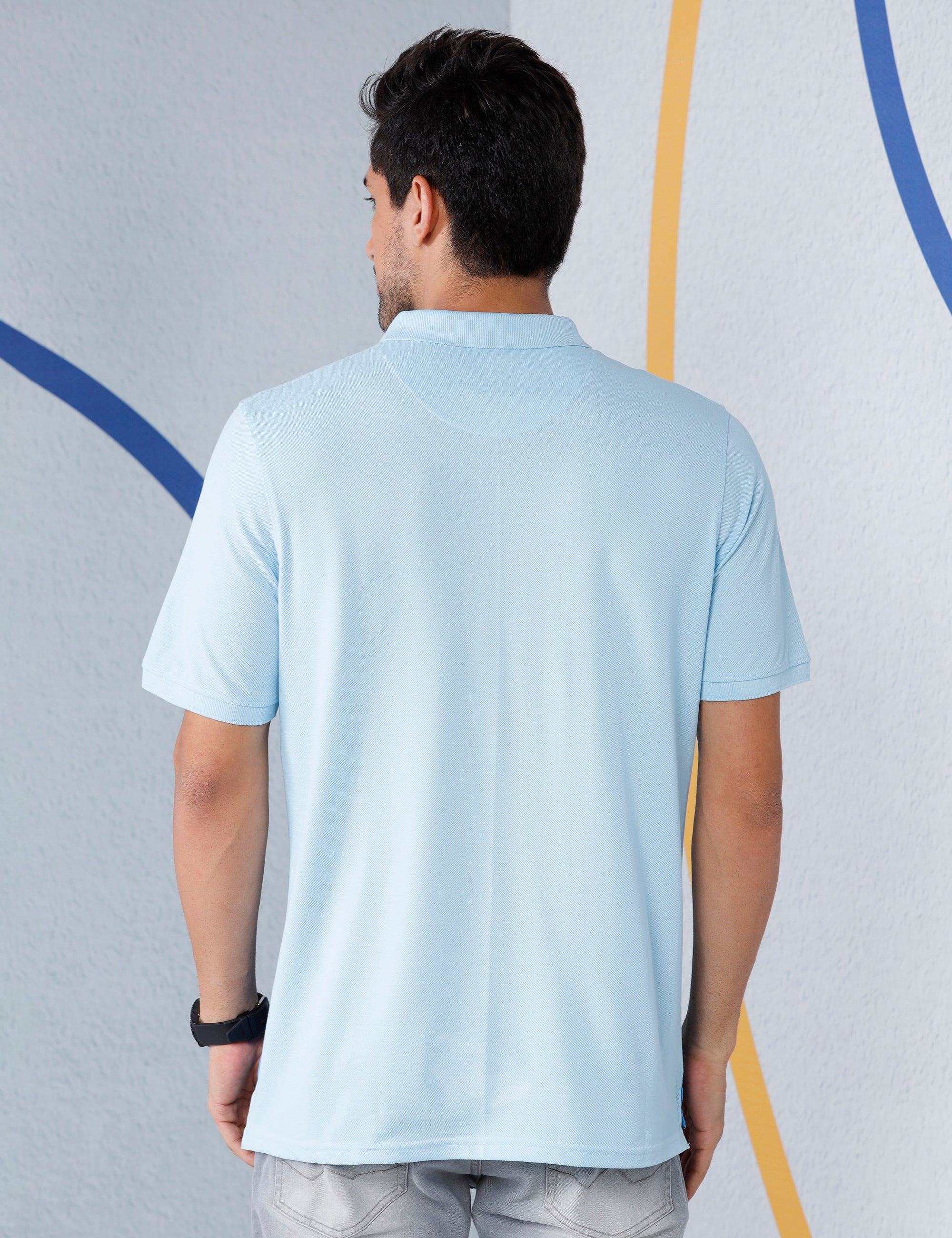 Blue Spray Painted Polo T-Shirt