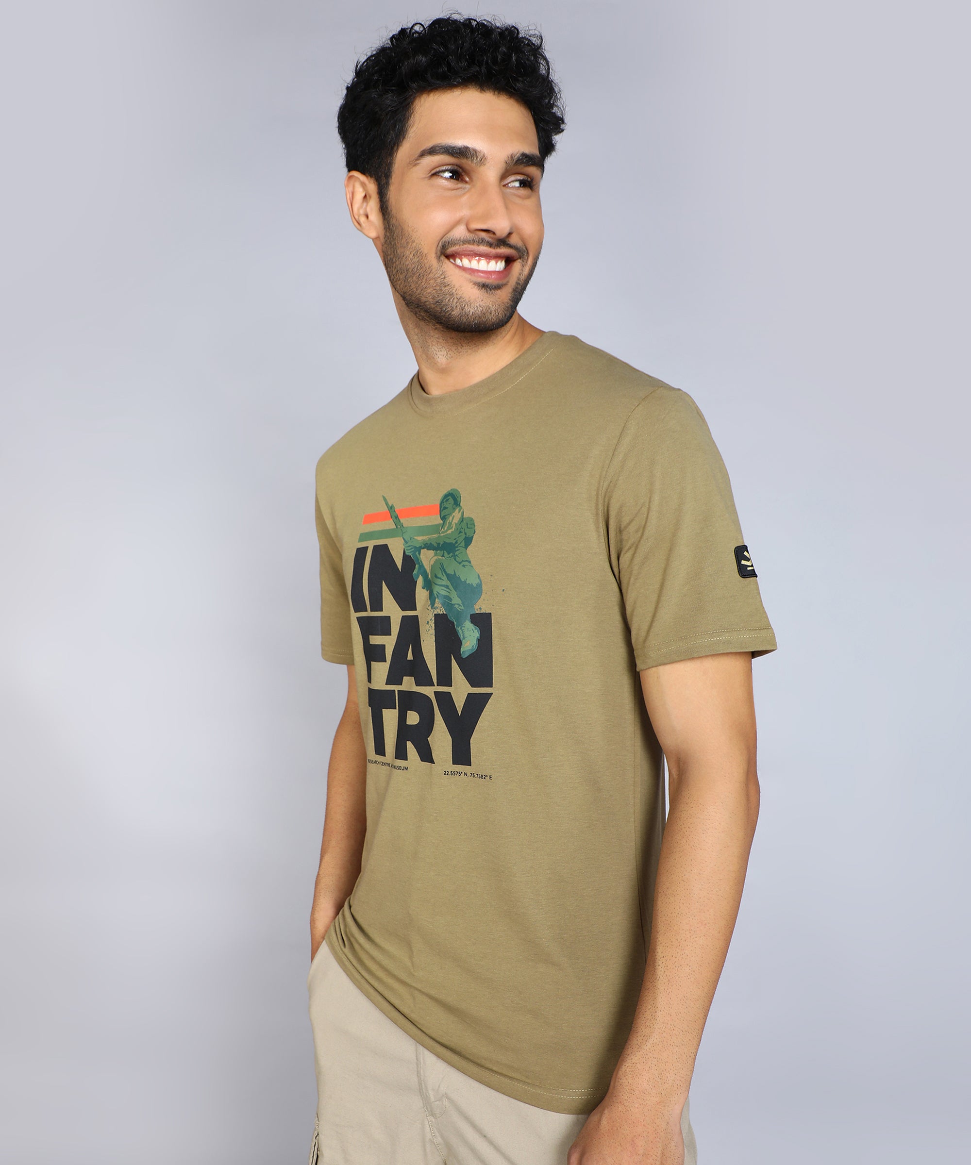 Classic Khaki Placement Print T-Shirt