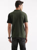 Olive Vertical Color Block Polo T-Shirt