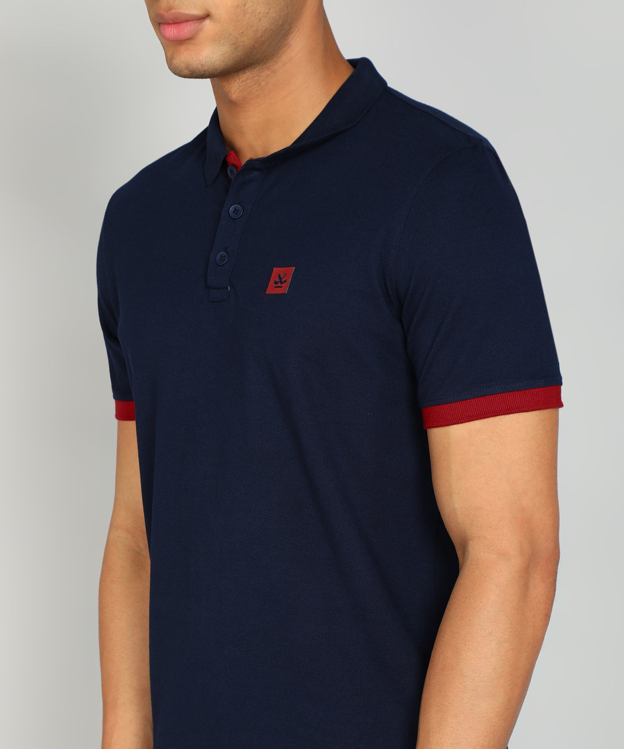 Navy Contrast Detail Polo T-Shirt