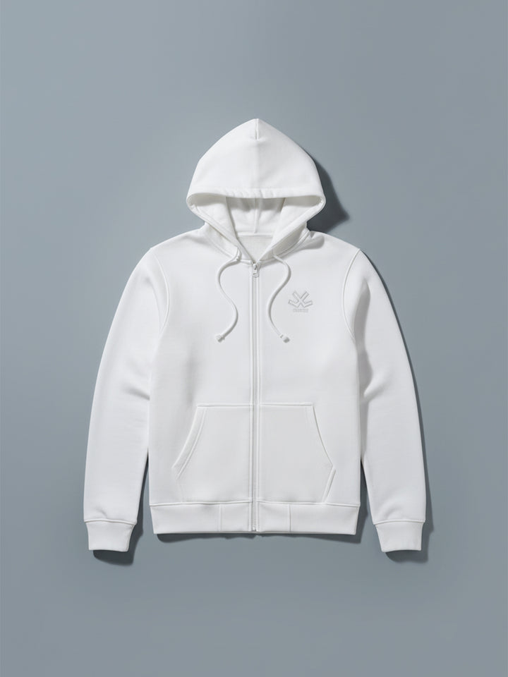 Men’s Solid Zip-Up Hoodie Sweatshirt | Snow White