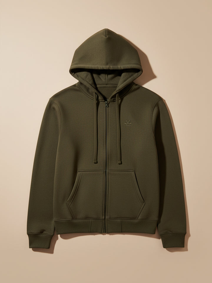 Men’s Solid Zip-Up Hoodie Sweatshirt | Olive