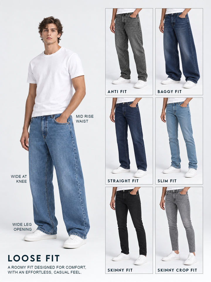 Solid Loose Fit Denim Jeans | Black