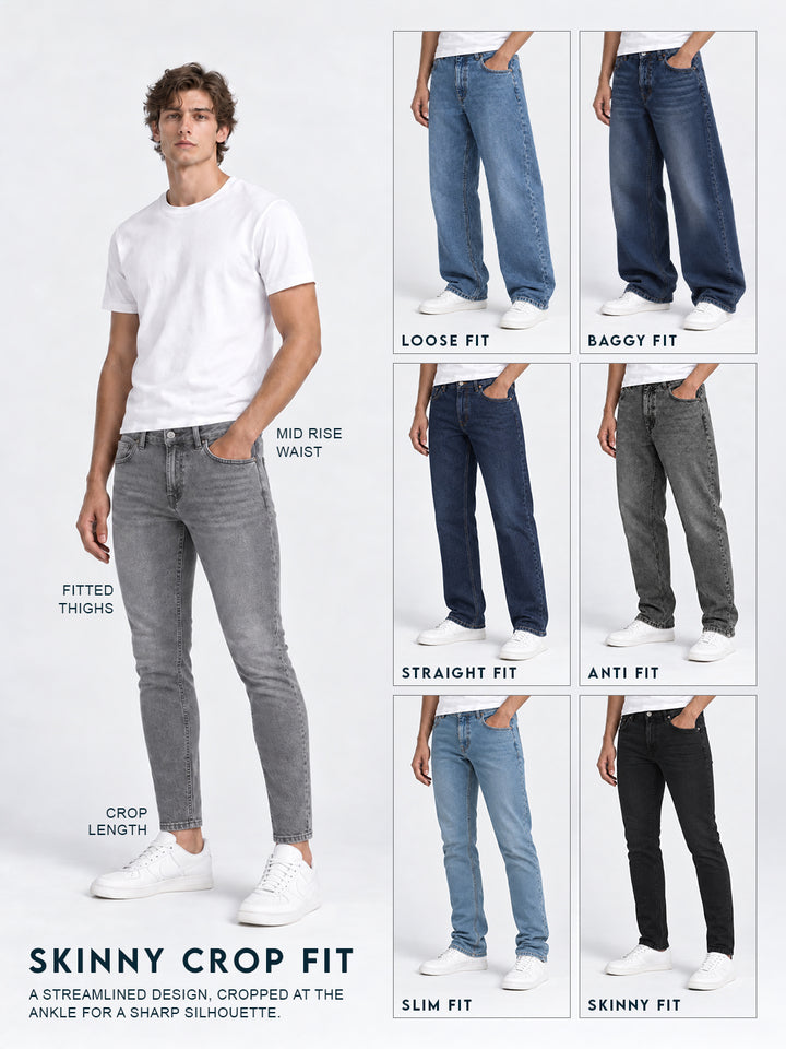 Solid Skinny Crop Denim Jeans | Brown