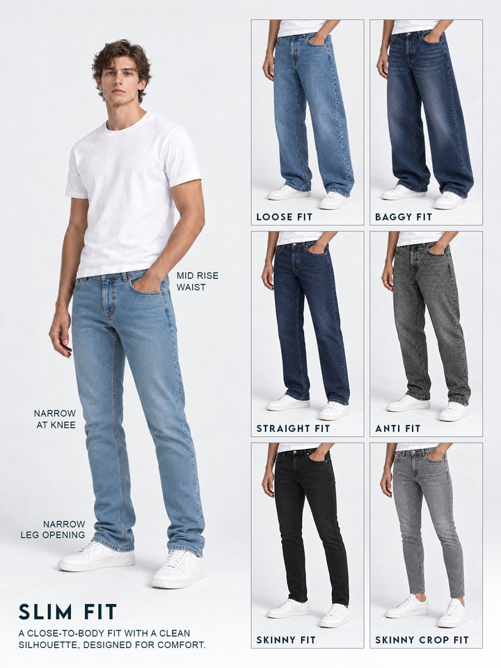 Slim Fit Solid Denim Jeans | Black
