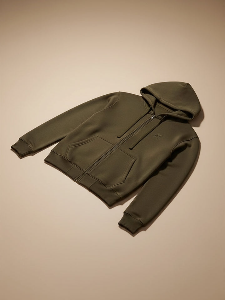 Men’s Solid Zip-Up Hoodie Sweatshirt | Olive