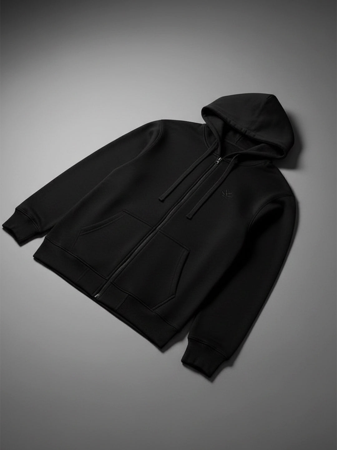 Men's Solid Zip-Up Hoodie Sweatshirt  | Black