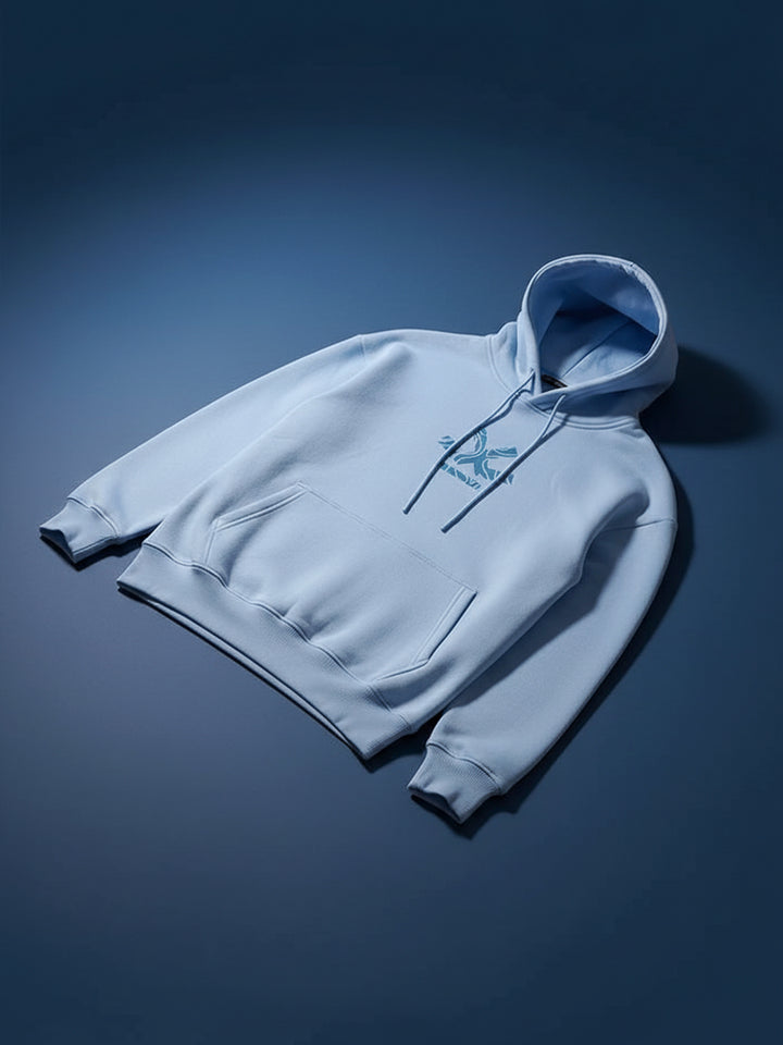 Men’s minimal powder blue hooded sweatshirt | Powder Blue
