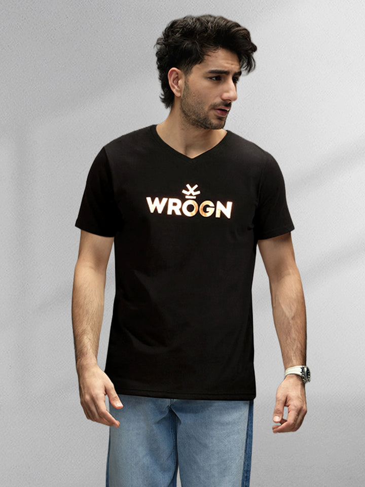 Foil Printed T-Shirt | Black