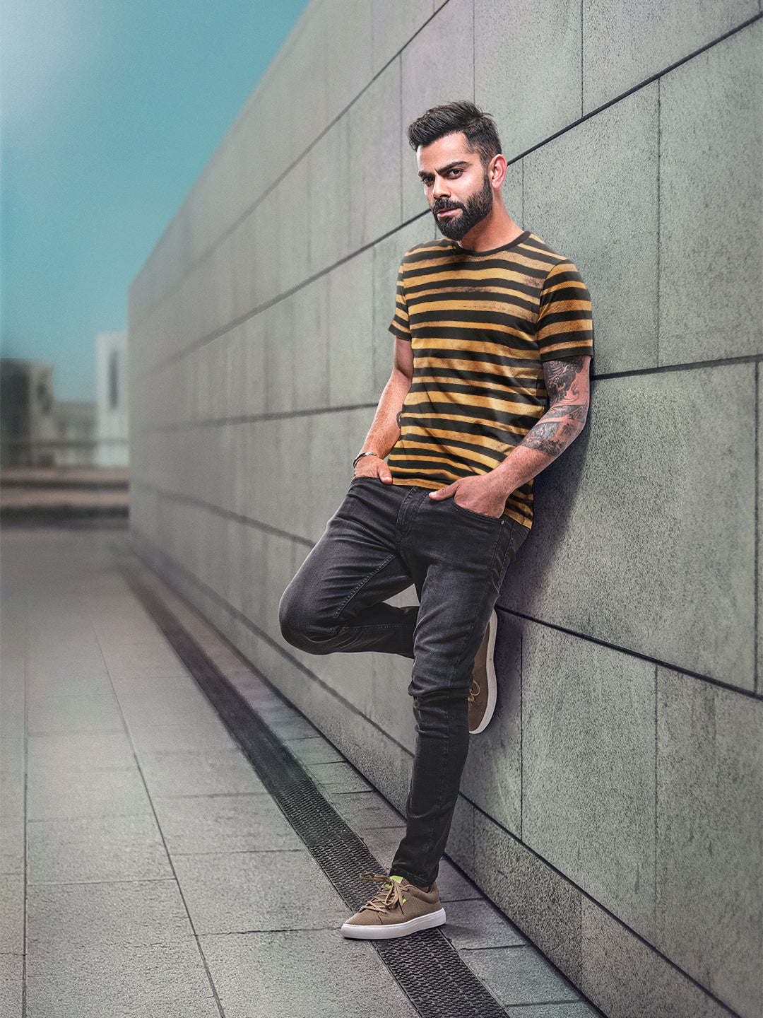 Abstract Striped Brown T-Shirt