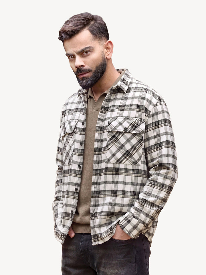 Classic Flannel Hooded Shirt | White