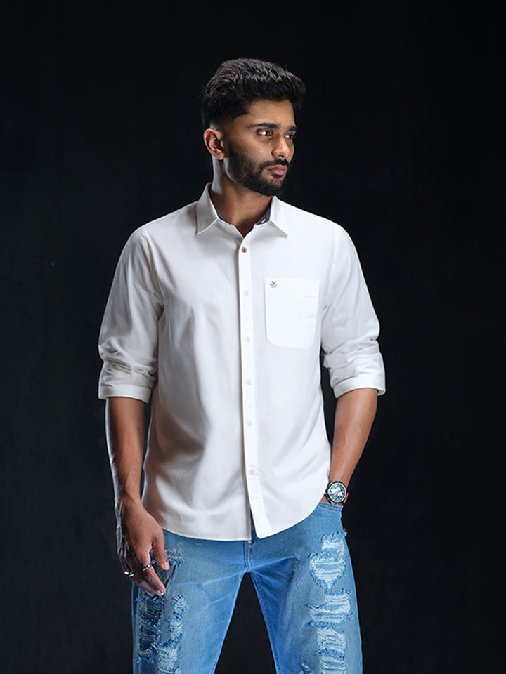 Solid Slim Fit Shirt | White