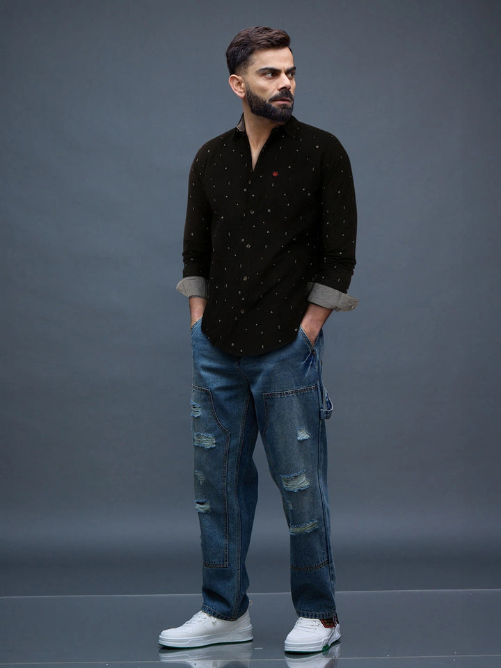 Dots & Dashes Black AOP Shirt