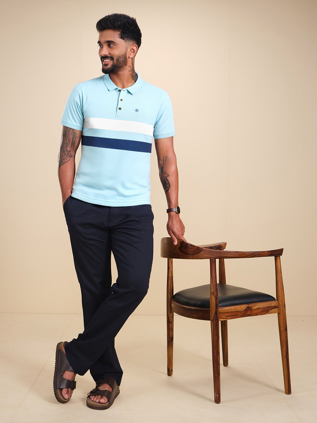 Classic Stripes Printed Polo T-Shirt
