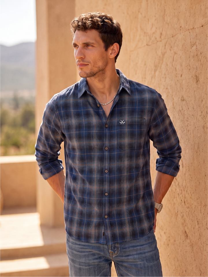 Slim Fit Flannel Shirt | Blue