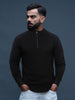 Solid Turtle Neck Semi-Zipper Sweatshirt | Black