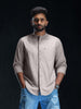 Grey Oxford Mandarin Collar Shirt