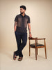 Slim Fit Pannel Printed Polo T-Shirt  | Black