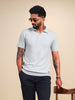 Slim Fit Flat Knit Polo T-Shirt | Light Blue