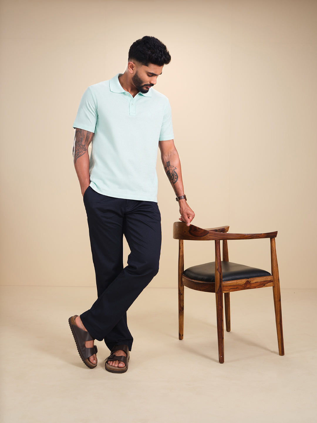 Solid Slim Fit Polo T-Shirt | Light Green