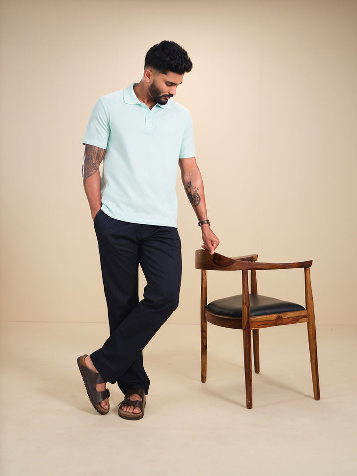 Solid Slim Fit Polo T-Shirt | Light Green