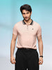 Jacquard Collar Polo T-Shirt  | Peach
