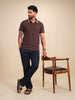 Tipping Collar Polo T-Shirt   |  Brown