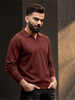 Solid Slim Fit Full Sleeve Polo T-Shirt | Wine