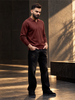 Solid Slim Fit Full Sleeve Polo T-Shirt | Wine
