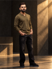 Solid Slim Fit Full Sleeve Polo T-Shirt | Olive