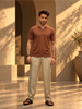Solid Slim Fit Flatknit Polo T-Shirt | Brown