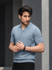Solid Slim Fit Flatknit Polo T-Shirt | Blue