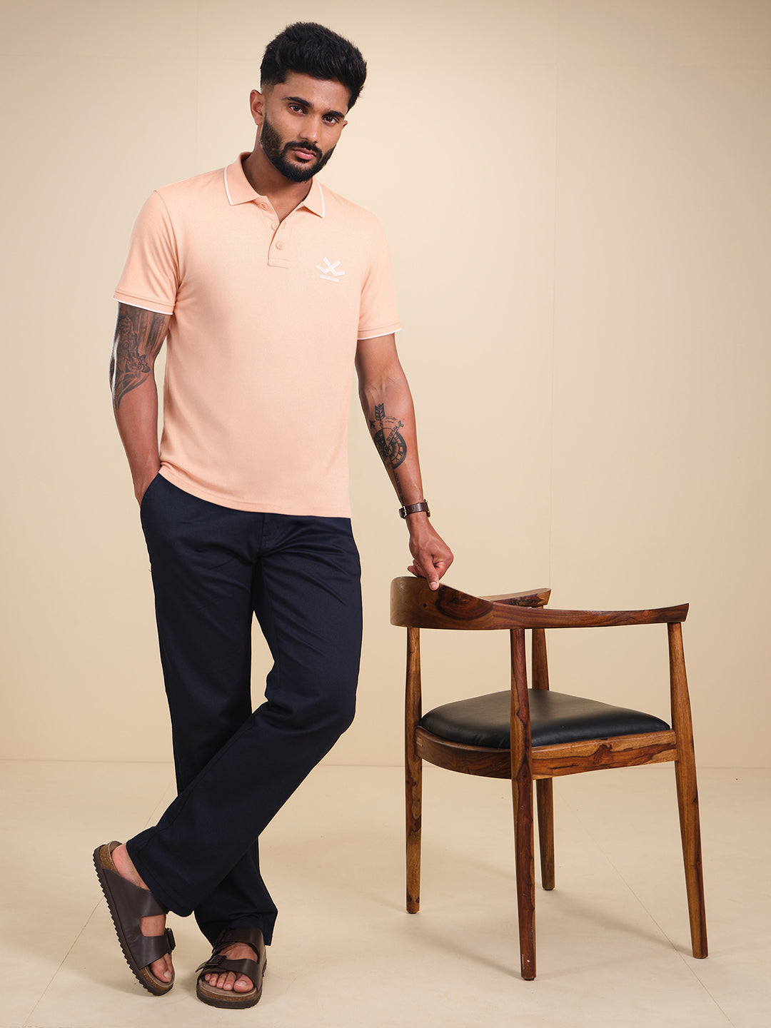 Solid Slim Fit Polo T-Shirt  | Orange