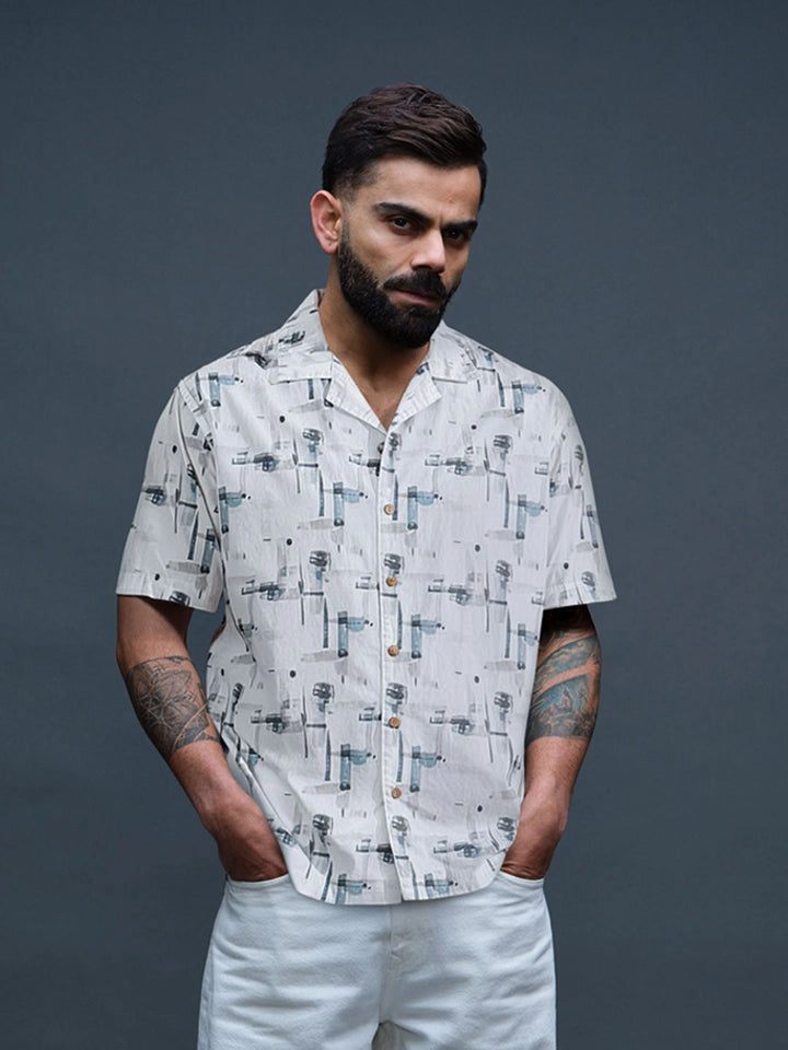 Abstract AOP Regular Fit Shirt | Off White