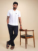 Men's Casual Regualr Fit Striped Pattern Polo T-Shirt | White