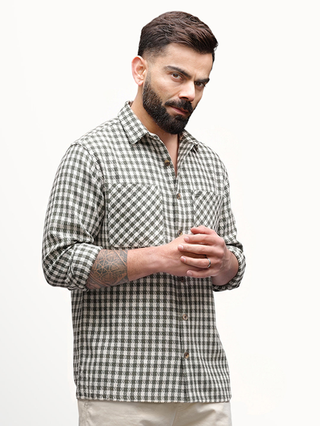 Comfort Fit Double Pocket Flannel Shirt | Olive