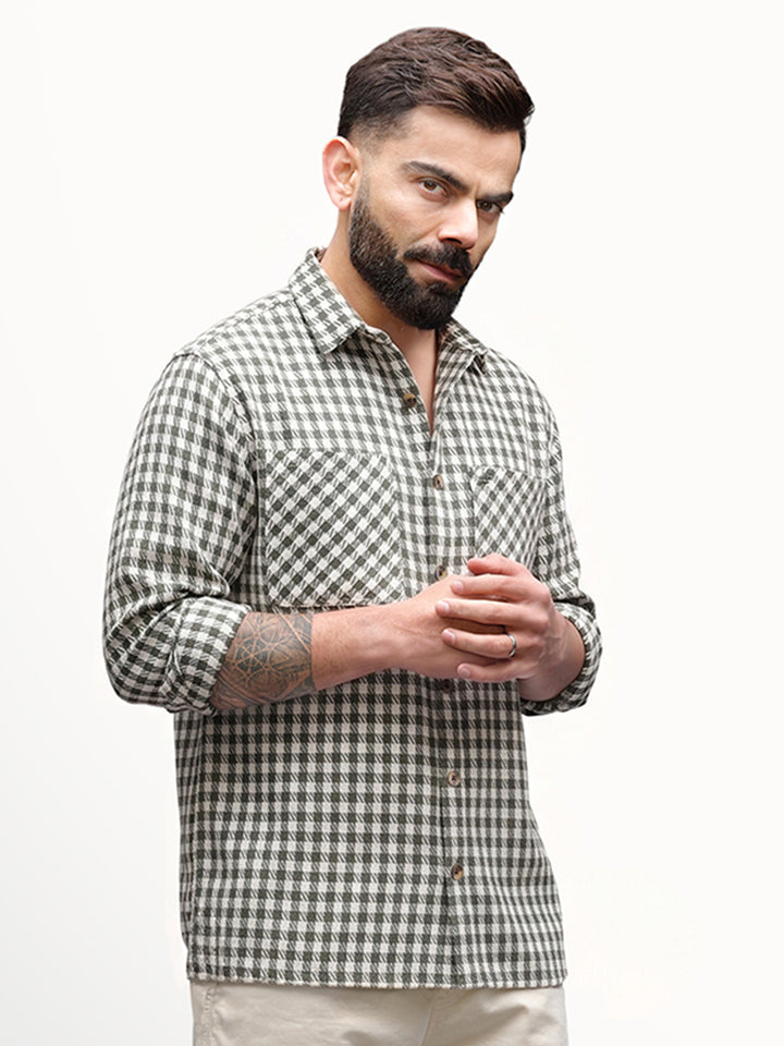 Comfort Fit Double Pocket Flannel Shirt | Olive
