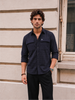 Slim Fit Double Pocket Shirt | Dark Blue