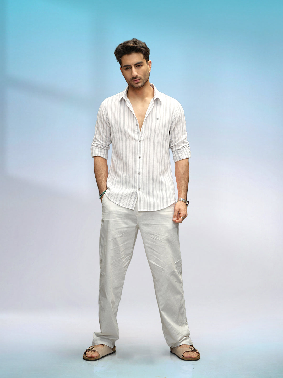 Classic Slim Fit Striped Shirt | Blue