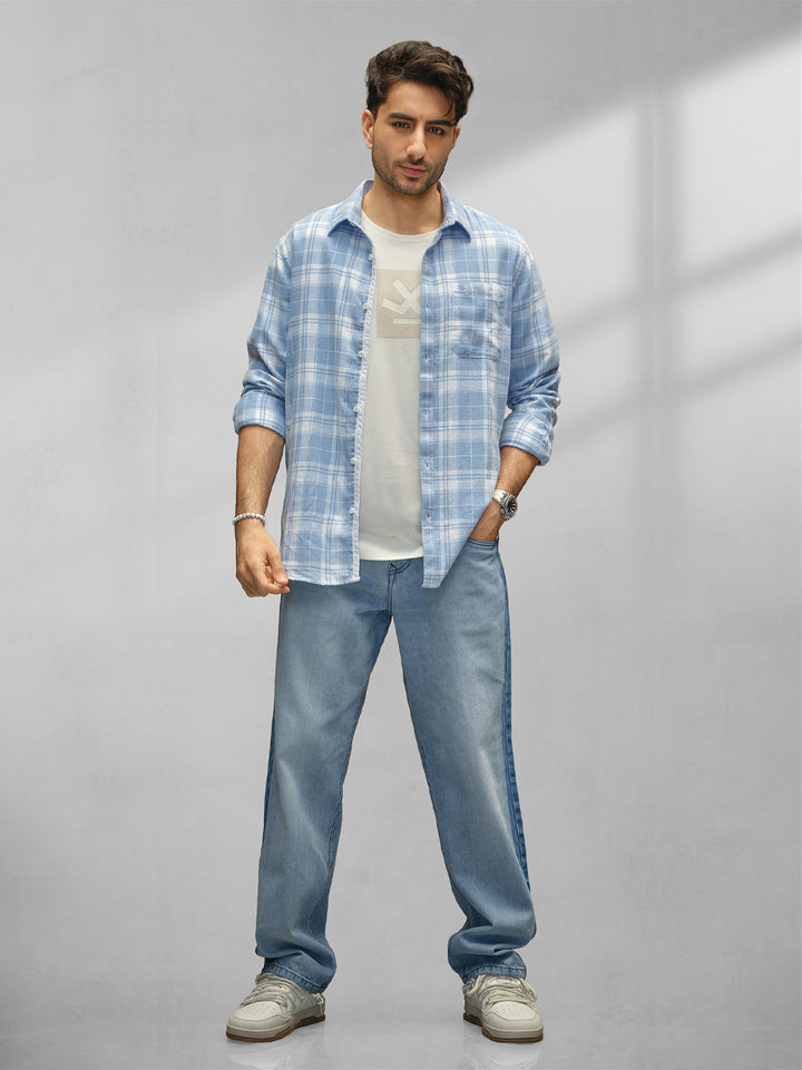 Casual Slim Fit Checkered Shirt | Blue
