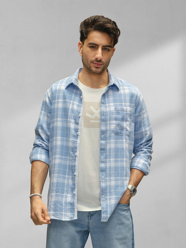 Casual Slim Fit Checkered Shirt | Blue